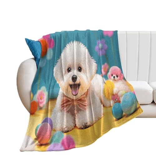 Couverture douce bichon frisé flanelle chaude grand plaid toutes saisons - 2