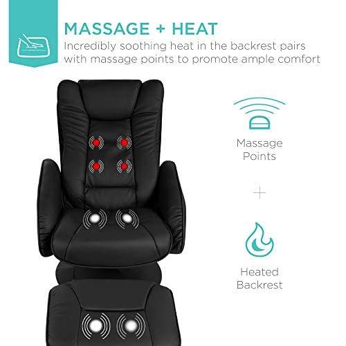 BCP Leather Massage Recliner and Ottoman Furniture Set W/ Double
