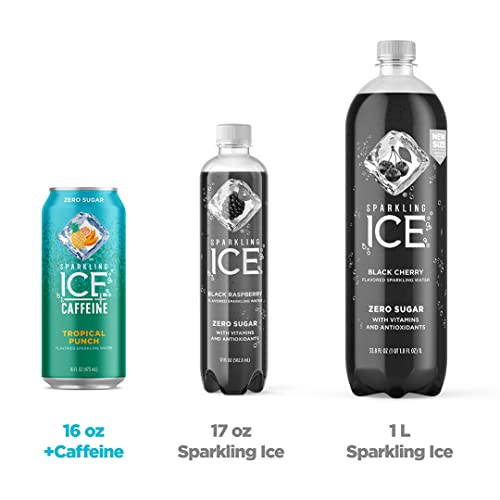 Sparkling Ice +Caffeine Tropical Punch Sparkling Water With Caffeine, Zero Sugar, With Antioxidants And Vitamins, Zero Sugar, 16 Fl Oz Cans (Pack Of 12) #TOP3