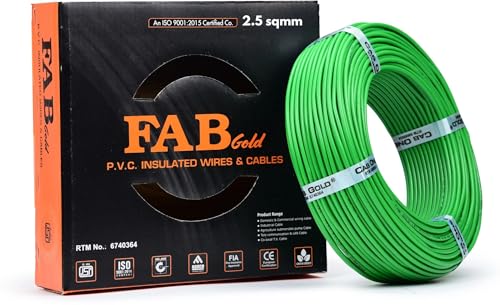 Image of 2.5 sqmm Single Core Copper Electrical Wire, 90 Meter (Green) | Heat Resistant & Flame Retardant (FR) | Lead-Free LSH House Wire for Home & Industrial Use