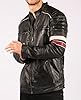TruClothing Men's Biker Jacket Outwear Windproof Winter Racing Real Leather Jackets Coat Stripe - Black M #3