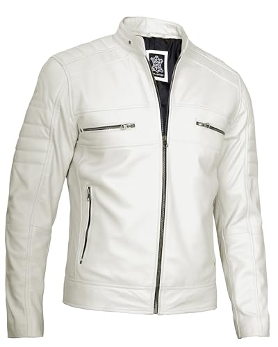 Image of Blingsoul Men's Leather Jacket - Real Lambskin Motorcycle Cafe Racer Biker Style Jacket