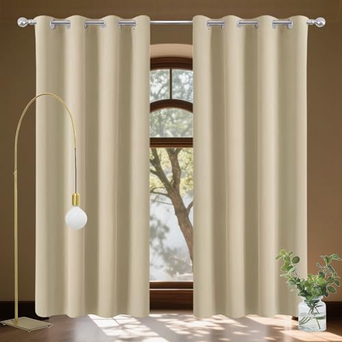Rideau décoratif à œillets aspect lin de haute densité 166x157 cm isolant thermique - 2