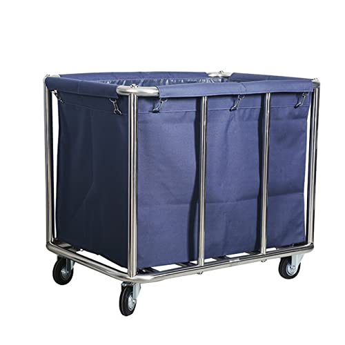 DFEDHF Utility Cart Organizer Storage Trolley Service Cart Home Laundry Cart on Wheels for Seniors, Commercial Square Storage Bin Service Trolley for Clothes, Sports Balls, Work Gym Nurse(Blue)