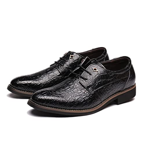 Zapatos formales de hombre con acabado negro y textura de cocodrilo elegante