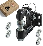 Rebadis Crochet attelage Mixte 3500kg 4 Trous, Chape avec Boule diam 50mm, Anneaux 68 et 76. Livré avec visserie