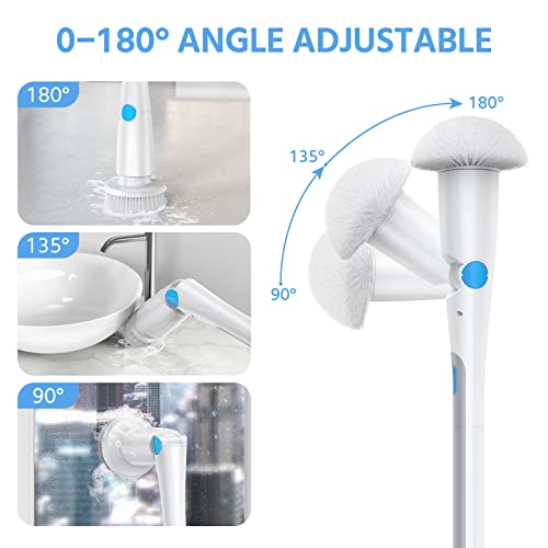 Akktol Electric Spin Scrubber, Cordless Cleaning Brush With 6 Replaceable Waterproof Brush Heads, Up To 300Rpm, 1.5H Runtime, Extension Arm, Power Shower Scrubber For Bathroom, Tub, Tile, Wall, Floor #TOP3
