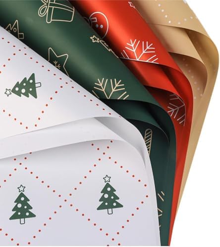 XIGUI 23 x 23 Inch Christmas Wrapping Papers 20Pcs Waterproof Flower Wrapping Paper DIY Crafts Gift Wrapping Paper Florist Supplies Packaging Paper for Wedding Birthday Gift (Color 1) image 2