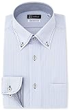 [アイシャツ] i-shirt ボタンダウン 完全ノーアイロン ストレッチ 超速乾 スリムフィット 長袖 アイシャツ ワイシャツ メンズ サックス 長袖ボタンダウン ストライプ M15120004481 日本 S80(首回り37cm×裄丈80cm) (日本サイズS相当)
