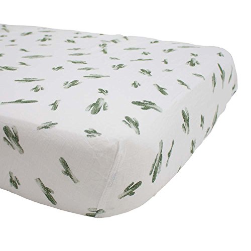 Image of Bebe au Lait Oh-So-Soft Muslin Crib Sheet, Soft Muslin Design, Stylish Pattern - Saguaro Cactus