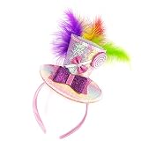 Bnikion Sweet Mini Top Hat Headband with Multicolor Feathers Crazy Hat Day Candy Costume Accessories Women Lollipop Headbands for Mardi Gras Halloween