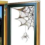 Toile d'Araignée Adhésif Fenêtre | Autocollants Vitre Halloween 2D Toile d'Araignée | Adhésifs Décoratifs pour Salon Chambre Salle de Bain Bureau Salle de Classe Fête Anniversaire Décoration Maison