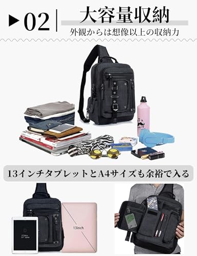 Leaper(リーパー) ボディバッグ ワンショルダー メンズ 帆布 ビッグ の商品画像 3