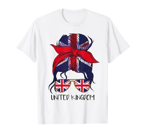Union Jack Flagge Mädchen Brille Großbritannien T-Shirt