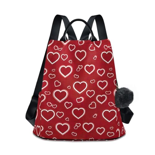 Sac à dos pour femme blanc et rouge à cœurs idéal pour vos sorties urbaines