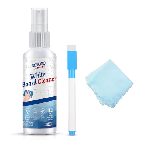 Miioto Limpiador Pizarra Blanca, Limpiador Pizarra Blanca Magnetico, con Marcador de Pizarra para Limpiar Pizarra, Pizarra Blanca Magnetico, Rotafolios, 100ml