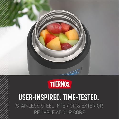 Image of THERMOS ICON Stainless Steel Food Jar with Spoon, 12 Ounce, Black