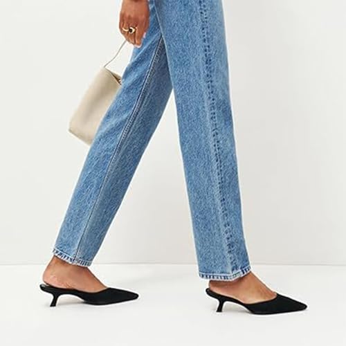 Slingback Kitten Heels Mules for Women Closed Pointed Toe Slip on Low Heels Pumps Dressy Shoes2