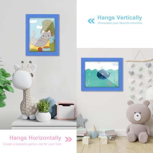 Image of [2-Pack] Kids Art Frames, 8.5x11 Front Opening Kids Artwork Frames Changeable, Skyblue Artwork Display Storage Frame for Wall, Holds 50 Pcs, for 3D Picture, Crafts, Children Drawing, Hanging Art,