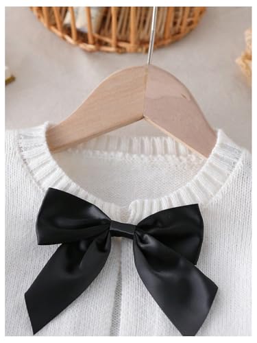 Milumia Girl's Y2k Bow Knot Cropped Cardigan Long Sleeve Crewneck Casual Sweater Tops3