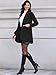 Allegra K Pea Coats for Women Winter Stand Collar One Button Mid Long Outwear Overcoat Blazer Large Black
