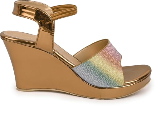 Image of Action Women's Platform Stiletto Sandals|with Rainbow Print| Heel| Ankle Strap| Open Toe Design Black