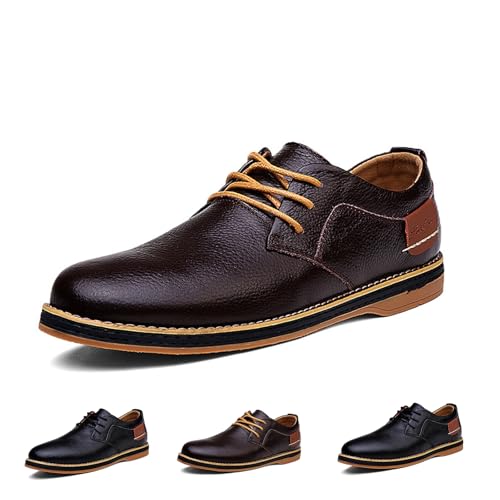 Men's Dress Shoes Breathable Lace-up Classic Oxford Leather Shoes for Office Walking