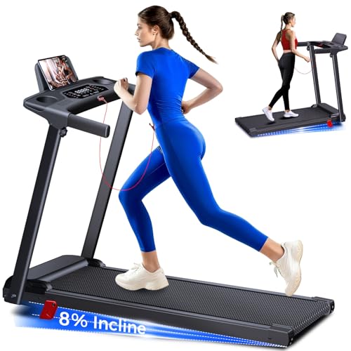 Treadmill with 8% Incline, Walking Pad Treadmill with Handle Bar, Portable Folding Treadmills for...
