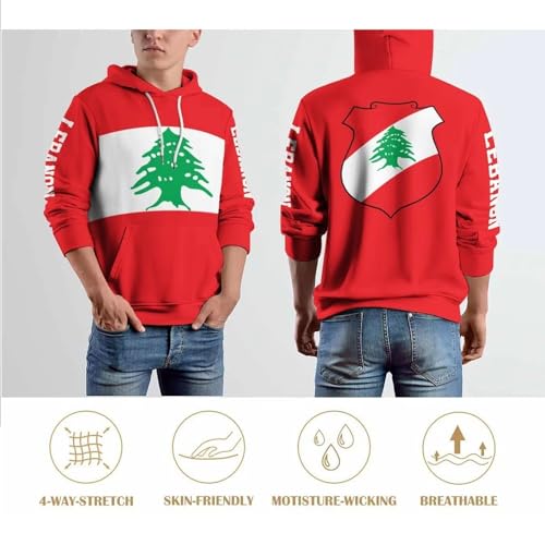 Sweat à capuche drapeau Liban pull décontracté coupe unisexe pour le quotidien