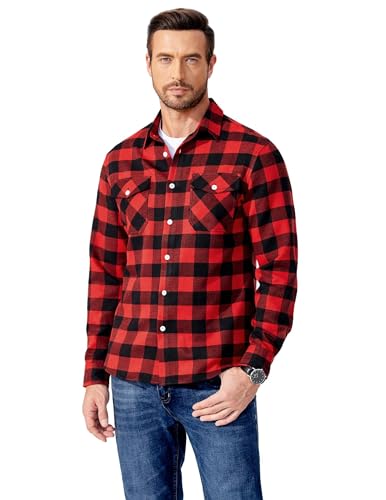 COOFANDY Mens Flannel Shirts Long Sleeve Casual Plaid Button Down Shirt Cotton Shirt Cowboy Work Shirts with Pockets2