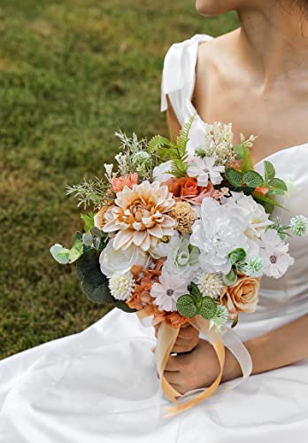 Serra Flora Artificial Flowers Combo Dahlia 34Pcs Silk Mix Fake Flowers Roses For Diy Wedding Bouquets Combo Centerpieces Arrangements Party Bridal Baby Shower Home Decorations(White Pink) #TOP2