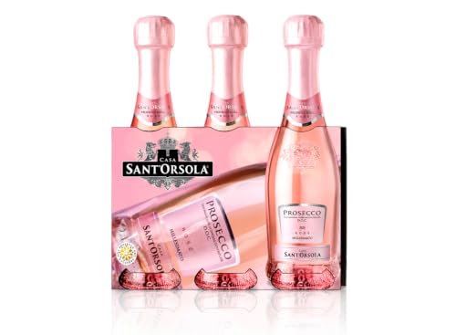 Sant'Orsola - Prosecco D.O.C. Rosè Millesimato Extra Dry, Mini Bottiglie da Uve Glera e Pinot Nero, 3x200 ml