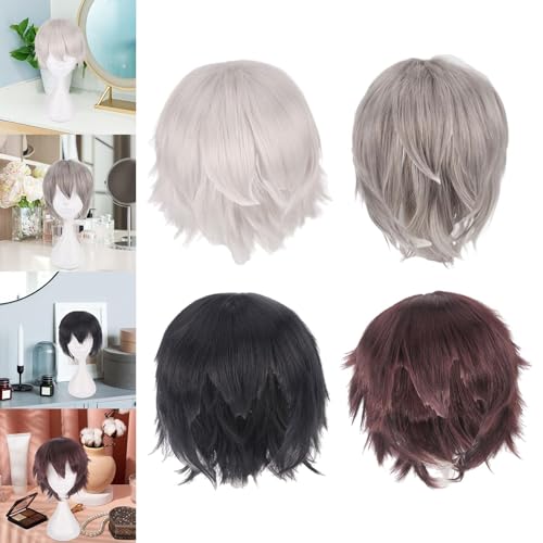 Image of ATORSE Cosplay Wig Spiky Portable Fashion Layered Presents Costume Wig Silver White