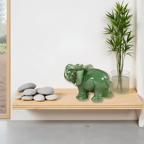 Figura decorativa elefante de piedra jade natural verde miniatura 2