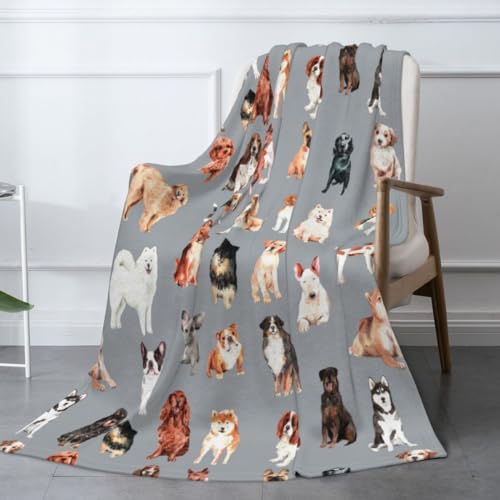Cute Puppy Dog Throw Blanket Cozy Fluffy Plush Blanket Soft Flannel Throw Blanket for Kids Men Women Gift Sofa Bed Couch 50"x40" Christmas