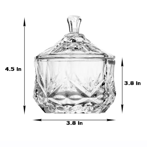 EWEIGEER 8oz Glass Candy Dish with Lid,Small Decorative Storage Jar for Candy,Cookies,Snacks Bath Salt,Sugar Bowl,Office,Bathroom,Dining Room Organizer (Clear)