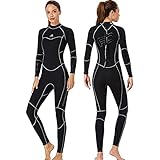 XBSXP Neopren-Tauchanzug-Set, 1,5 mm Damen-Sport-Neoprenanzug, Einteilige Surf-Badeanzüge, halten warm Sonnenschutz Schnorchel-Overall-Kleidung, Schwarz, XL