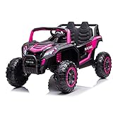 Coche Eléctrico para Niños con Control Remoto Buggy Vento, con 4 Motores de 35W, Suspensión y Equipo de Audio / Vehículo Infantil de 12V con Ruedas de Caucho y Asiento en Polipiel. (Rosa)