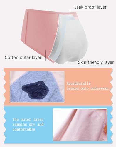 Finihen Teens Girls Period Underwear Leak Proof Panties For Big Girls Multi-Pack.4