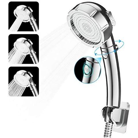 LEPO High Pressure Handheld Shower Head, 3 Spray Settings Water Saving Shower with ON/OFF Switch, Chrome Finish Bathroom Shower Head Sprayer with Holder Cover