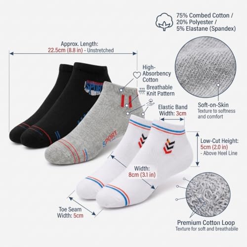 Image of 12 Pairs of Sports Cotton Ankle Length Socks for Men