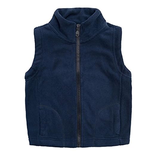 Aivtalk - Chaqueta sin Mangas para Niños de Invierno de Forro Polar Suave Estilo Moderno Simple de Color Puro - Azul Marino - 5-6 Años
