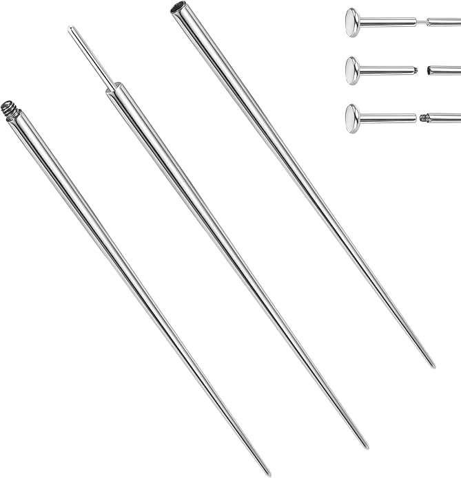 BodyAce 14G 16G 18G Titanium Piercing Taper, Threadless Nose Insertion Pin Screw On Assistant Tool, Ear Body Piercing Stretching Kit for Belly/Lip/Eyebrow Jewellery