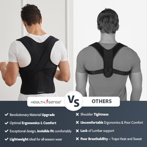Image of HealthSense Medical-Grade Posture Corrector Belt for Men | Premium Back Support Belt for Back Pain Relief & Shoulder Alignment | Ergonomic Adjustable & Breathable Design with Anti-Tightening Comfort & Double Y Structure | PC-860 (Large)