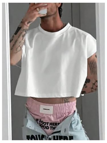 SOLY HUX Men's Short Sleeve Crew Neck Cropped T Shirts Summer Basic Baggy Tee Tops4