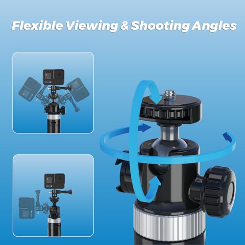 Image of Mobilife 59-inch Camera Tripod Portable Extendable Camera Stick Aluminium with 360 Ball Head & Cold Shoe Mount Compatible with DJI /GoPro /Insta360 Action Camera for Vlogging YouTube