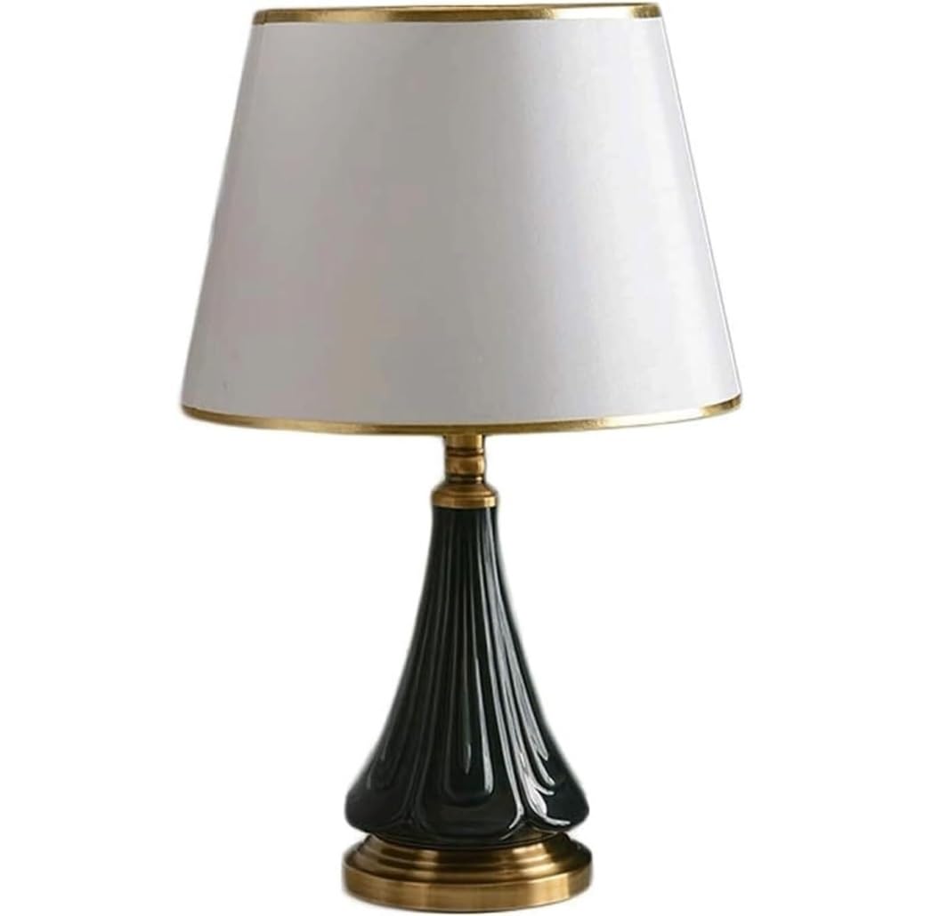 Lampa stołowa Lampa nocna Ceramiczna Lampa biurkowa Abażur z tkaniny Metalowa podstawa Nowoczesna szafka nocna (Kolor: Rozmiar A Ściemniacz Sw