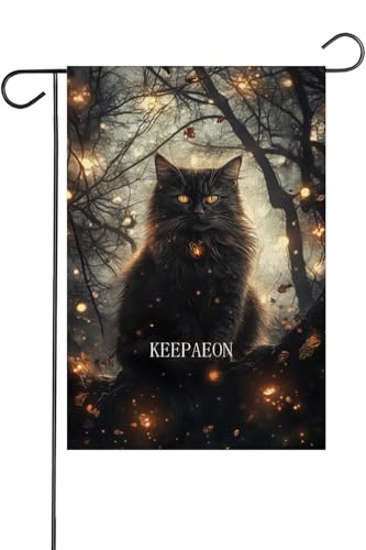 KEEPAEON Black Maine Coon Cat Garden Flag Vertical Double Sided