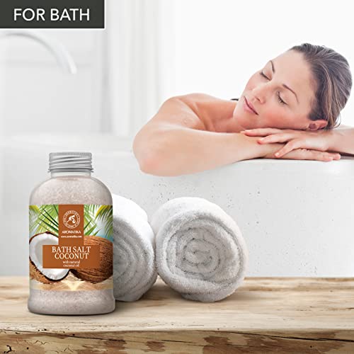 Bath Sea Salt Coconut 21.16 Oz (600G) - Bath Salts With Natural Coconut Oil For Bath Soak - Relaxing Bath - Body Care - Muscle Relaxation - Good Sleep - Aromatherapy Bath Salts - Herb Bath Salt #TOP2
