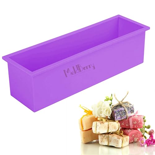 Image of MoldBerry Silicone Loaf Soap Mold | Rectangle Soap Making Mould for Cold Process & Melt and Pour Soap | Flexible, Non-Stick, Heat-Resistant Silicone Soap Mould for Homemade Craft Soaps - Pack of 1